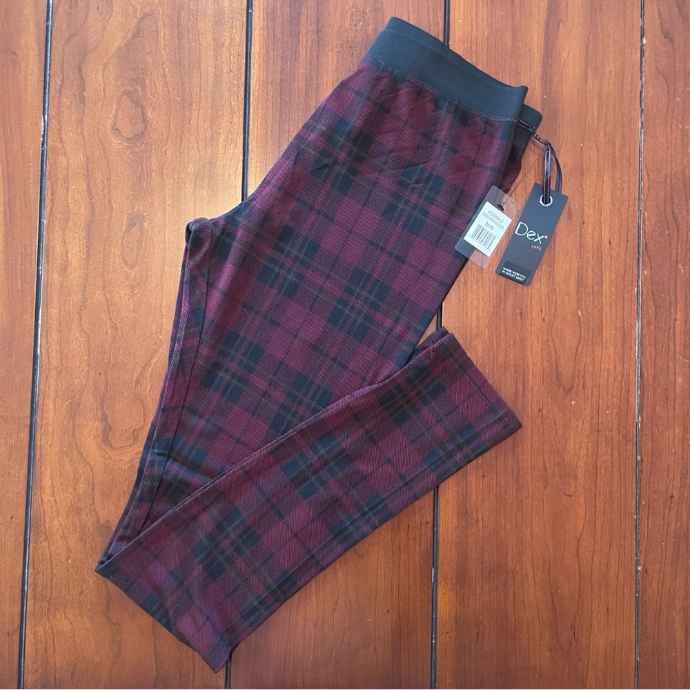 Dex Checkered Leggings in Burgundy and Black